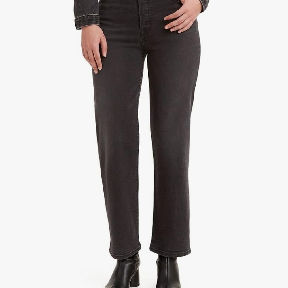 Levi's Black Straight Leg Ribcage Jeans High-Rise Vintage Look